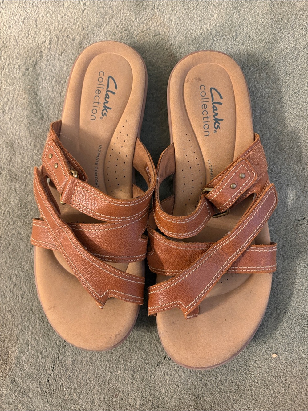 Cloudsteppers by Clarks Brown Leather Strappy Comfort Sandals
